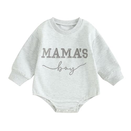 VISGOGO Newborn Infant Baby Boy Girls Oversized Romper Mama's Boy Sweater Onesie Coming Home Outfit Neutral Clothes