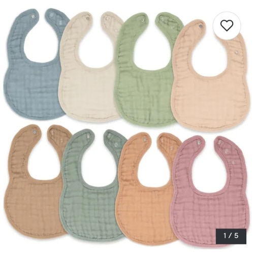 Muslin Cotton Baby Bibs Adjustable Size with Easy Snaps by Comfy Cubs