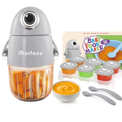 Morfone Baby Food Maker, 10-in-1 Baby Food Processor for Fruit Vegetable Meat, Food Blender with 8 Blades, Gray