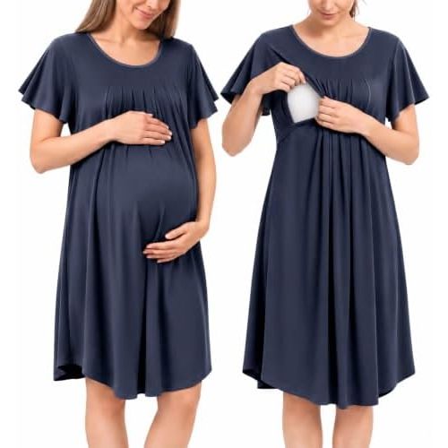 BubblePanda Rayon Made from Bamboo Nursing Nightgown Breastfeeding Gown
