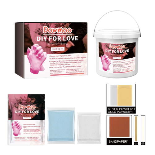 Hand Casting Kit DIY Couple Keepsake Mold Set - 3D Hand Foot Plaster Replica Powder, Gold & Silver Powder, Tools - Personalized Family Souvenir, Gift, Home Decor - 100g Each Powder