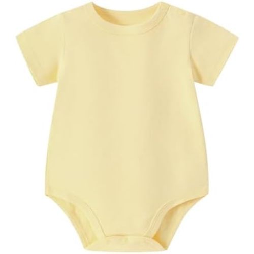 AMIYAN Unisex-Baby Short Sleeve Bodysuits Soft Solid Bodysuit for Newborn Cotton One-piece Boy Girl Summer Clothes 0-24M