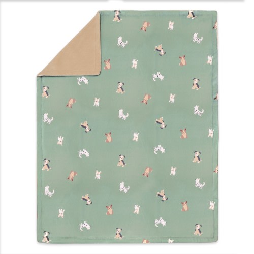 4Baby Printed Velour Blanket Sage Dogs