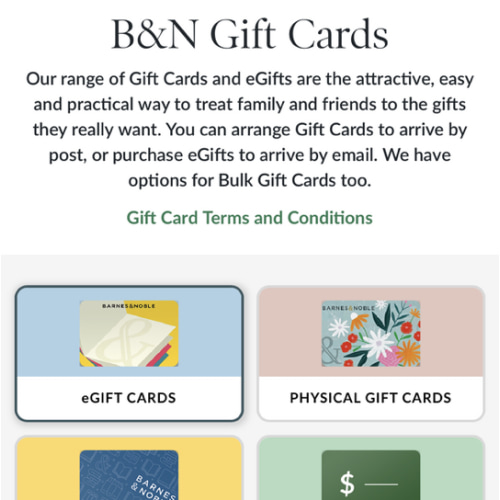 Barnes & Noble Gift Cards and eGift Cards | Barnes & Noble®