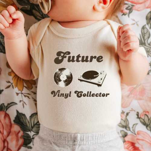 Future Vinyl Collector ONESIES® Brand Bodysuit, Retro Record Bodysuit, Music Lover Baby Gift, Vintage Vinyl Baby Shower Gift, Kid Shirt