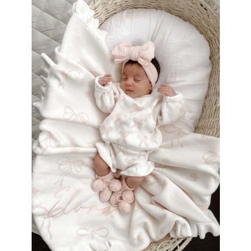 BOW JUMPER | MILK + BABY PINK BOWS