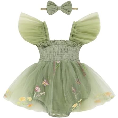 TITKKOP Baby Girl Tulle Romper|Newborn Summer Bodysuit|First Birthday Photo Shoot|Cake Smash Outfit for Infants 0-18M