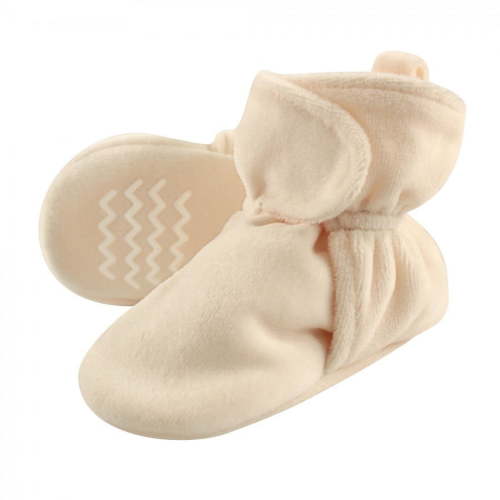 Hudson Baby Baby and Toddler Cozy Velour Booties, Cream, 12-18 Months