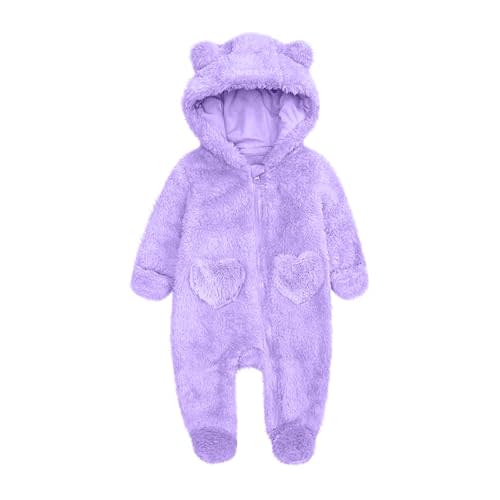 Newborn Baby Bear Outfit Suit With Footies Girls Boys Winter Fleece Jumpsuit Hooded Romper Snowsuit Outwear