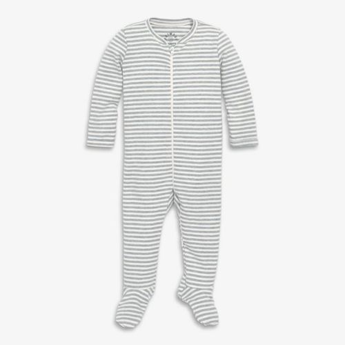 Primary Baby Organic Zip Footie in Cornflower Stripe Size 0-3 Months