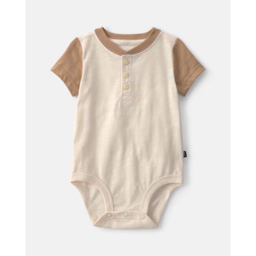 Baby Boy Henley Short-Sleeve Bodysuit - Cream/Brown - OshKosh B'gosh | Carter's