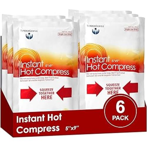 Instant Hot Compress - 6 Hot Packs for Pain Relief, Sore Muscles, Muscle Spasms, and Joint Stiffness