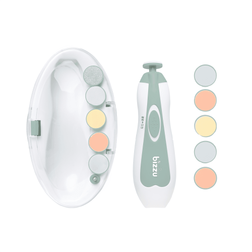 Bizzu Baby Electric Nail Trimmer Set with LED Light, 14-Piece Grooming Kit, 5 Speeds