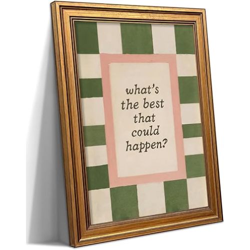 Gold Framed Quote Wall Art, What’s The Best That Could Happen Print 10x8in