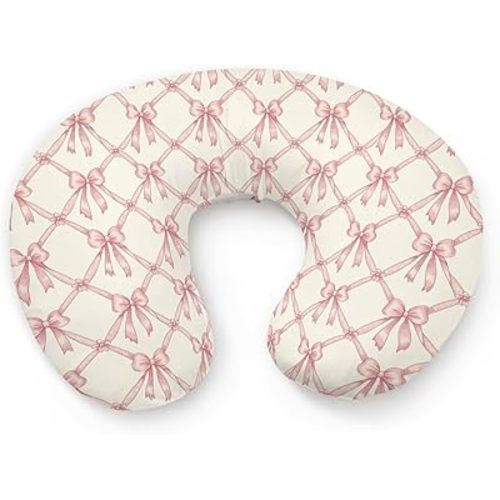 Cute Bows Flowers Floral Pattern Nursing Pillow Cover, Unisex Bows Removable Breastfeeding Pillowcase Slipcover for Baby Girls Boys Newborns Toddlers, Cover Only