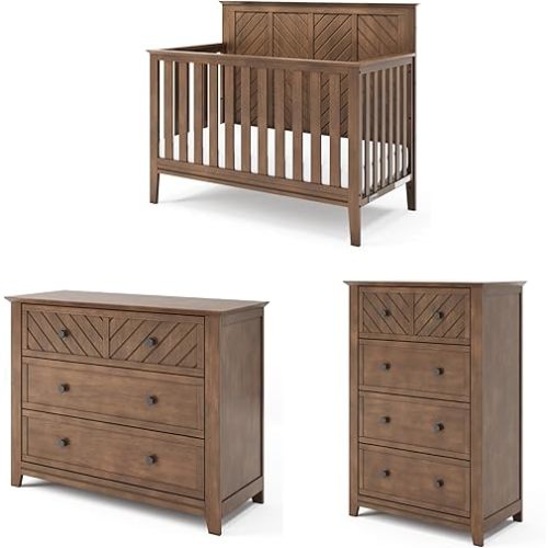 Child Craft Atwood Crib, Dresser and Chest Nursery Set, 3-Piece, Includes 4-in-1 Convertible Crib, Dresser and Chest, Grows with Your Baby (Cocoa Bean Brown)