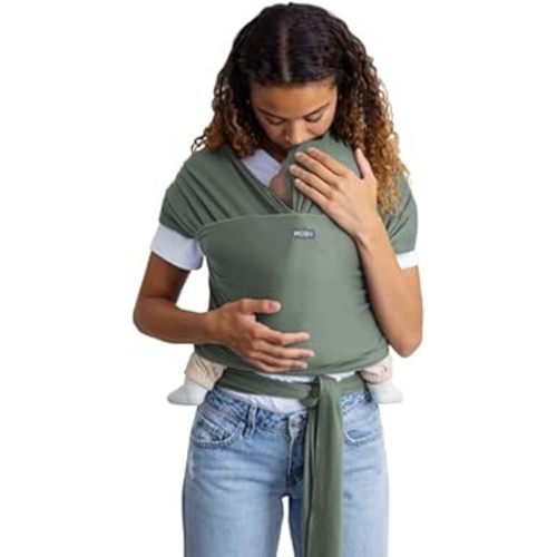 Moby Basics Baby Wrap Carrier for Newborns to Toddlers (8-33lbs), Infant Sling Carrier, Lightweight & Hands Free Design, Adjustable for All Body Types (Spring Basil)