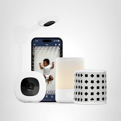Nanit Essentials Smart Baby Monitor with Wall Mount – 1080p HD Wi-Fi Camera, Sensor-Free Breathing Monitoring, Sleep Tracking, Two-Way Audio, Night Vision, Sound & Motion Notifications, White