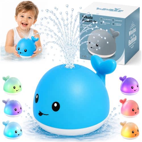 Gigilli Light Up Whale Bath Toy Sprinkler Baby Bath Toys for Babies Toddler