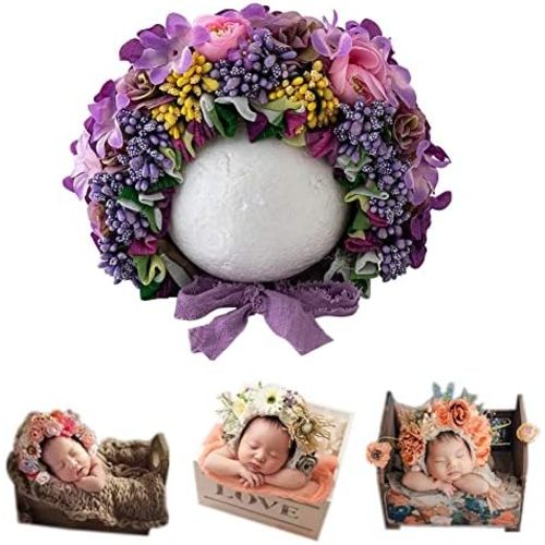 Newborn Photography Props Boys Girls Floral Sitter Hat Baby Photo Props Flowers Bonnet