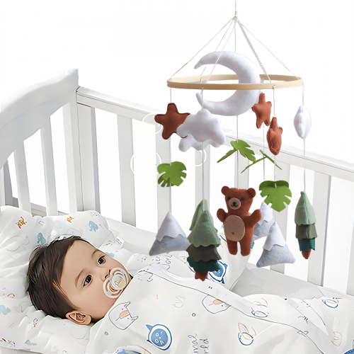 BESTSKY Crib Mobile,Adjustable Volume Control Crib Toys Hanging,Warm Lighting and Cozy Atmosphere Mobile for Crib,Type1