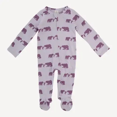 long sleeve two way zipper footie | three bears | organic cotton jersey