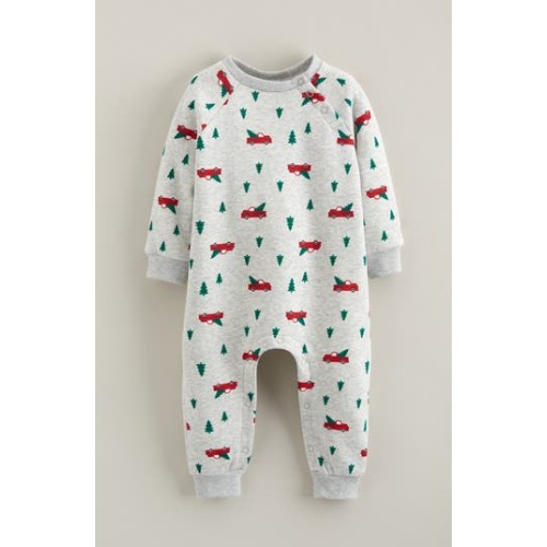 Printed Cotton Blend Romper, 12M