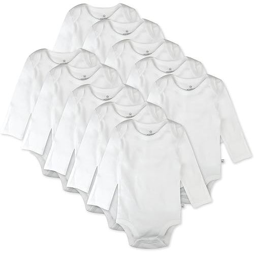 Honest Baby Clothing 10-Pack Organic Cotton Long Sleeve Bodysuits - Bright White, 6-9 M, 10
