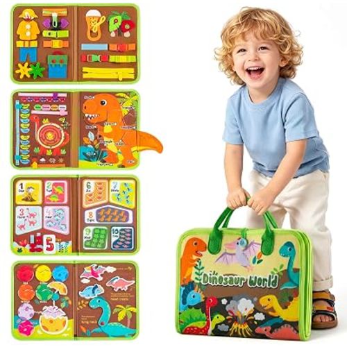 Winblo Toddler Busy Board - Montessori Toys for 2 Year Old Boy Girl Birthday Gift, Educational Learning Sensory Quiet Busy Book for Toddlers, Activity Books for Toddlers, Airplane Car Travel Toys