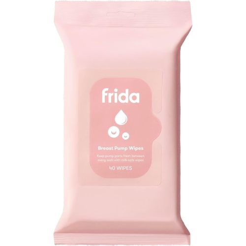 Frida Mom Breast Pump Wipes, Multi-Surface Cleaner, Removes Breastmilk Residue, Made with Food-Grade Ingredients, Baby and Milk Safe, Travel Essential for Breastfeeding Moms, 40 Count