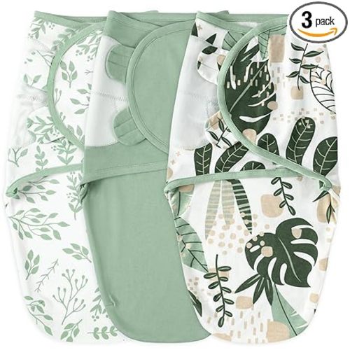 Yoofoss Baby Swaddles for Newborns 100% Cotton, Adjustable Swaddle 3-6 Months 3 Pack Newborn Swaddle Sack, Breathable Soft(Medium)