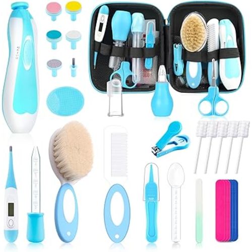Baby Healthcare and Grooming Kit for Newborn Kids, 31PCS Upgraded Safety Baby Care Kit, Newborn Nursery Health Care Set, Baby Electric Nail Filer Kit, Infant Baby Care Products