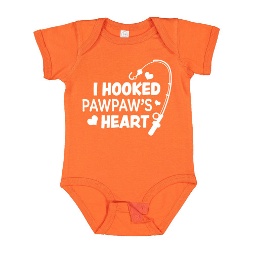 Inktastic I Hooked Pawpaw's Heart with Fishing Rod Boys or Girls Baby Bodysuit