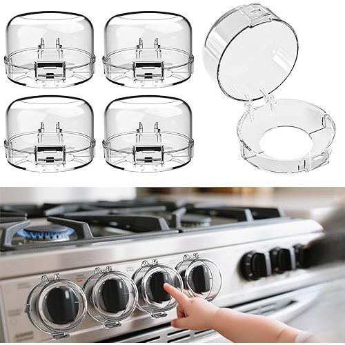 Child Safety Stove Knob Covers Fits knobs Under 1.56 inches in Diameter and 2.1 inches in Height Waterproof, Oil-Resistant, and Heat-Resistant (5-Pack)