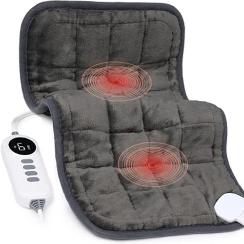 Weighted Heating Pad 12"x24" – FSA Eligible HSA, Soft Electric Heating Pad with 6 Heat Levels & 4 Gentle Vibration Modes, Auto Shut-Off, Cozy Warmth for Back, Neck, Shoulders & Legs