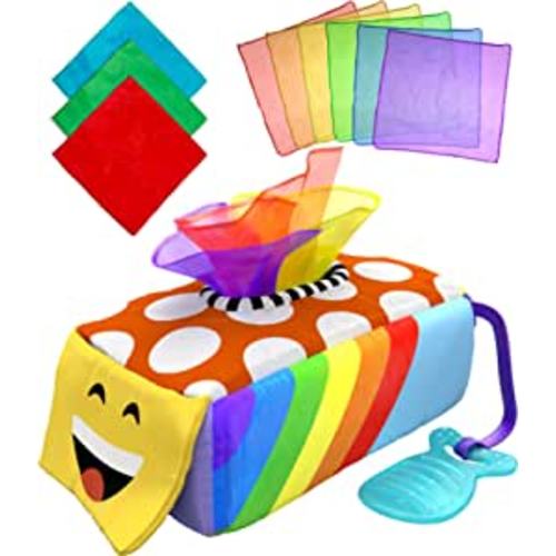 Amazon.com: Montessori Tissue Box Sensory Toy for Baby Toddler , Pull, Sort, Crinkle, Colors and Patterns - Gift for 6 Months+, 1 2 3 Years : Toys & Games