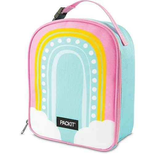 PackIt® Freezable Playtime Lunch Box, Rainbow, Built with EcoFreeze® Technology, Collapsible, Reusable, Zip Closure With Buckle Handle, Perfect for Keeping Lunches Fresh Large