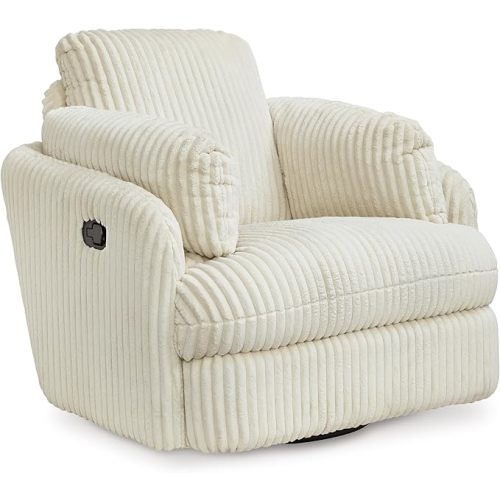 Signature Design by Ashley Tie-Breaker Casual Swivel Glider Recliner with Hidden Storage, White