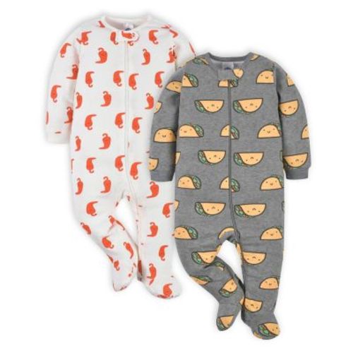 Gerber® Size 2-Pack Taco Sleep 'n Play Footies Set in Grey - GREY - 3-6 MONTHS