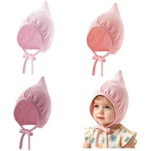 Newborn Baby Hospital Hat Soft Cotton Infant Pointed Hat with Adjustable Tie Cute Beanie Cap for Baby Boys Girls