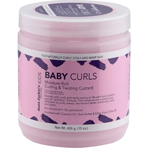 Aunt Jackie's Kids Baby Curls, Moisture Rich Curling and Twisting Custard for Naturally Curly, Coily and Wavy Hair, 15 oz
