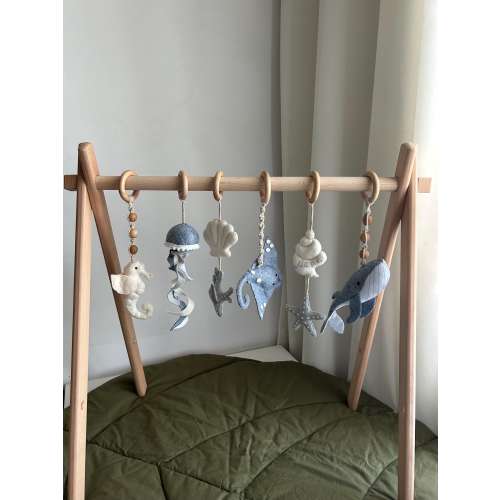 Baby Play Gym Handmade Toys, Ocean Baby Gym with Sea Animals, Baby Gym with Hanging Toys, Handmade Felt Sea Mobile Toys, Whale, Jellyfish