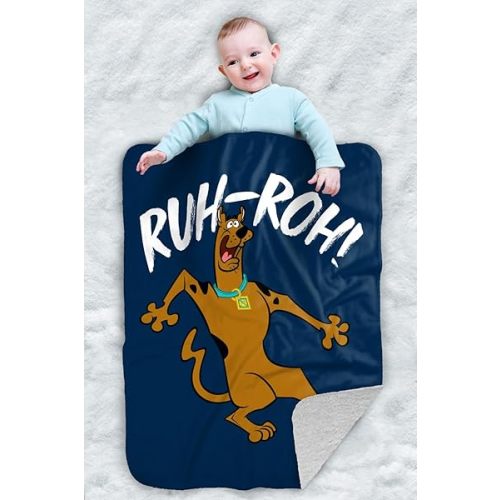Scooby Doo Ruh Roh Sherpa Baby Blanket, Warm Soft Cozy, Unisex for Infants Girls & Boys 30"X40"