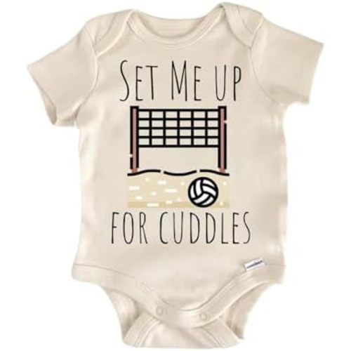 Beach Volleyball Baby Bodysuit– Funny Infant Outfit, Unisex Cotton Baby Clothes, Short Sleeve Newborn Bodysuit