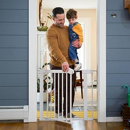 Safety 1st Pressure Mounted Baby Gates for Doorways with SecureTech, Baby Gate with Door, Pet-Friendly Design, No Drilling, 29-38"