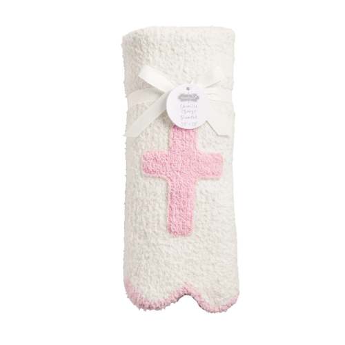 Pink Chenille Cross Blanket