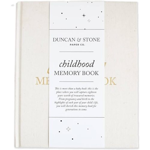 Childhood Memory Book - Elegant Memory Book For Kids Till Age 18 W/Guided Prompts, Space for Photos & More - Childhood Memory Journal (175 Pages, Cream)