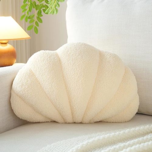 Navy Blue Seashell Throw Pillows,13 Inch Shell Shaped Pillows Decorative Throw Pillow,Soft Seashell Plush Pillow Cushion for Bed Couch Living Room Home Decor