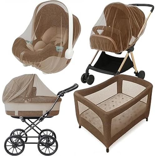 Enovoe Mosquito Net for Baby Stroller and Crib - Durable Mesh Bug Net Cover with Elastic Edge - Fits Strollers, Bassinets, Playards, and Mini Cribs - Travel Essential for Newborns - 63x64-Inch (White)