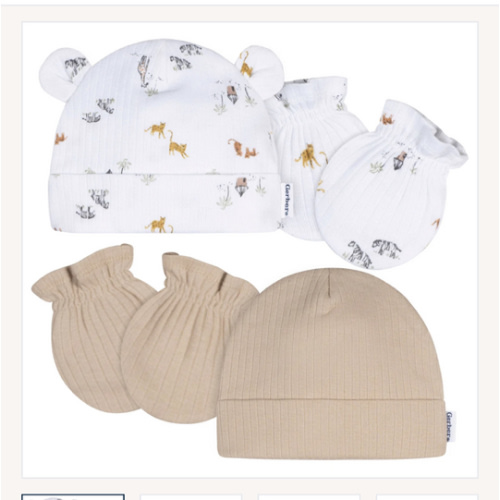 4-Piece Baby Neutral Safari Cap and Mitten Set – Gerber Childrenswear